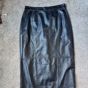 Salvage Black Leather Pencil Skirt